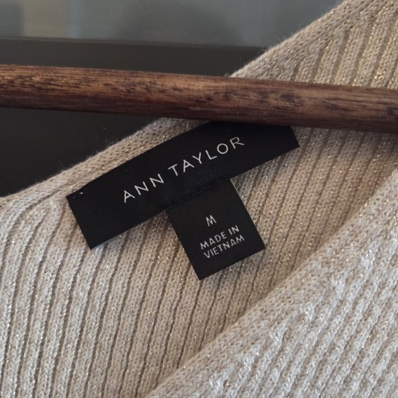 Ann Taylor Cream V-Neck Sweater - Picture 3 of 6